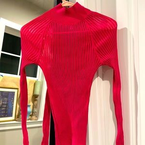 Stunning, fuchsia, mock top in the full sleeve turtleneck